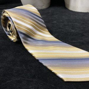 Joseph Abboud Silk Tie Gold Silver & White Candy Stripe Classic Length & Width